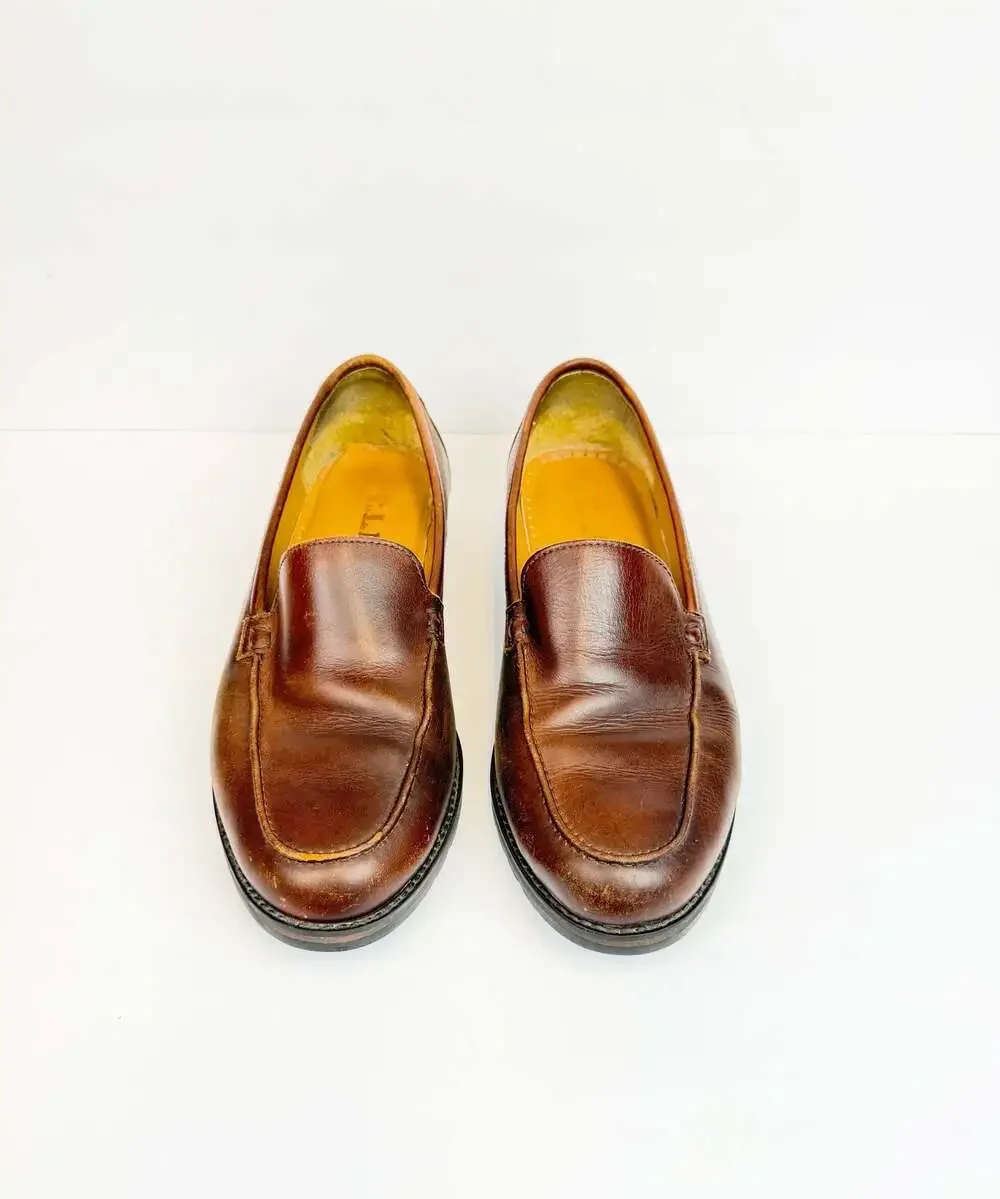 L.L. Bean Brown Leather Slip-On Loafers Shoes Women's Size 8W P394